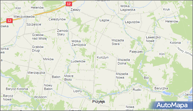 mapa Kulczyn gmina Przyłęk, Kulczyn gmina Przyłęk na mapie Targeo