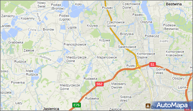 mapa Mazańcowice, Mazańcowice na mapie Targeo
