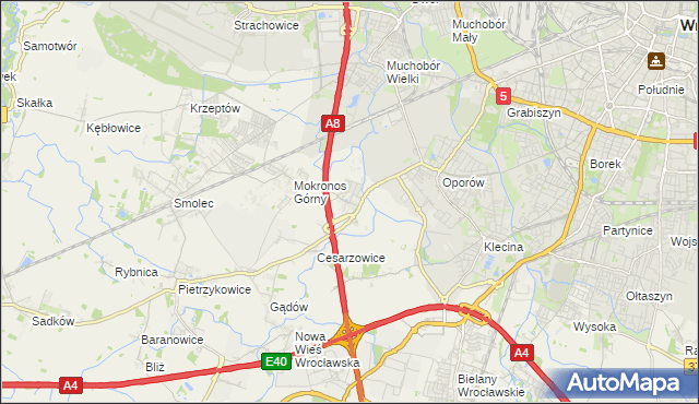 mapa Mokronos Dolny, Mokronos Dolny na mapie Targeo