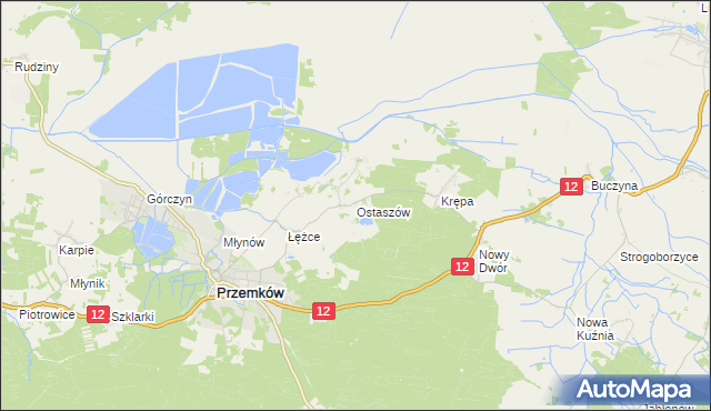 mapa Ostaszów, Ostaszów na mapie Targeo