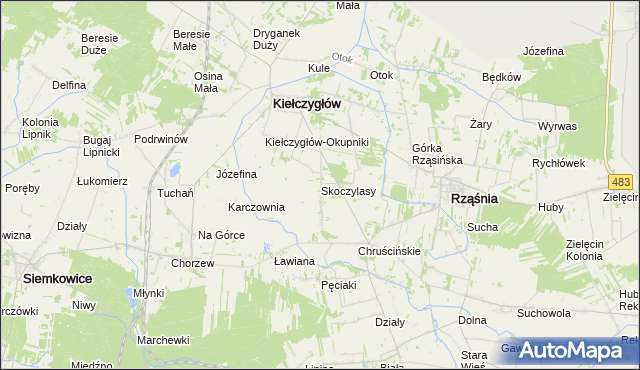 mapa Skoczylasy, Skoczylasy na mapie Targeo