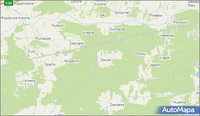 mapa Sokule gmina Drelów, Sokule gmina Drelów na mapie Targeo