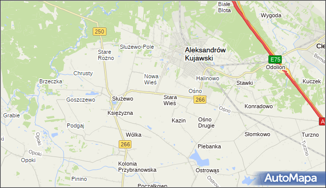 mapa Stara Wieś gmina Aleksandrów Kujawski, Stara Wieś gmina Aleksandrów Kujawski na mapie Targeo
