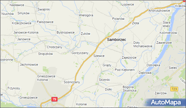 mapa Szewce gmina Samborzec, Szewce gmina Samborzec na mapie Targeo