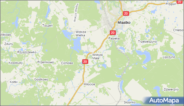 mapa Wołcza Mała, Wołcza Mała na mapie Targeo