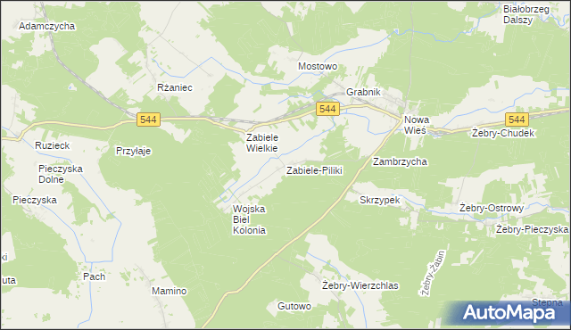 mapa Zabiele-Piliki, Zabiele-Piliki na mapie Targeo