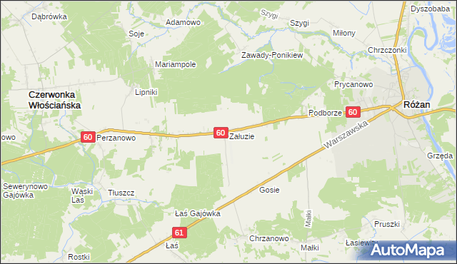 mapa Załuzie, Załuzie na mapie Targeo