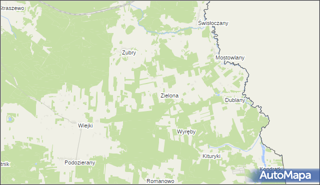 mapa Zielona gmina Gródek, Zielona gmina Gródek na mapie Targeo