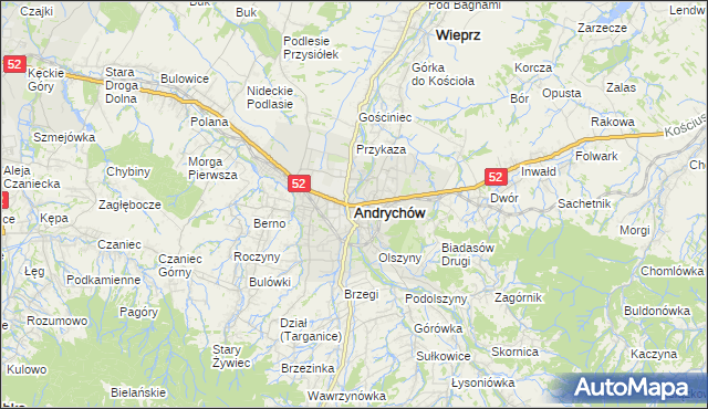 mapa Andrychów, Andrychów na mapie Targeo