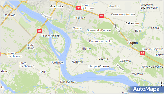 mapa Bielino gmina Słupno, Bielino gmina Słupno na mapie Targeo