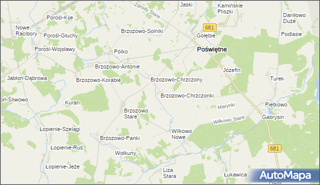 mapa Brzozowo-Chrzczonki, Brzozowo-Chrzczonki na mapie Targeo