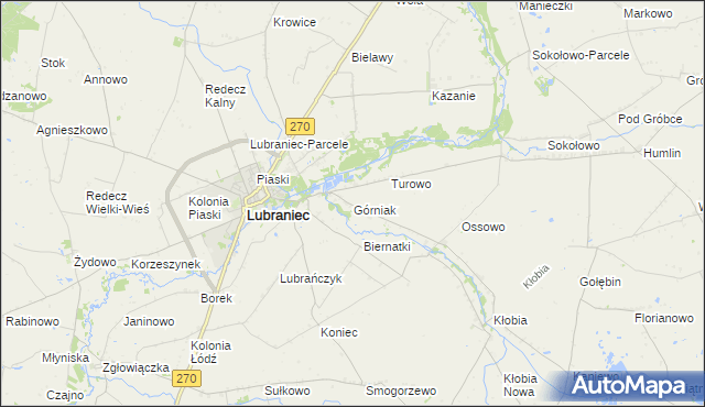 mapa Górniak gmina Lubraniec, Górniak gmina Lubraniec na mapie Targeo