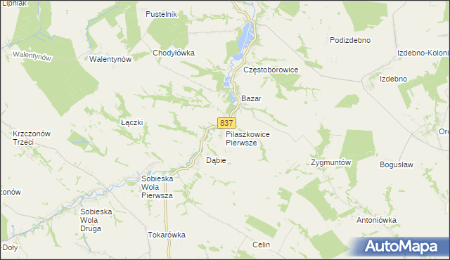 mapa Pilaszkowice Pierwsze, Pilaszkowice Pierwsze na mapie Targeo