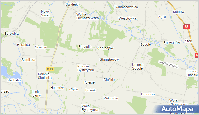 mapa Stanisławów gmina Ulan-Majorat, Stanisławów gmina Ulan-Majorat na mapie Targeo