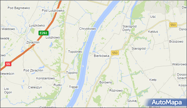 mapa Bieńkówka gmina Chełmno, Bieńkówka gmina Chełmno na mapie Targeo