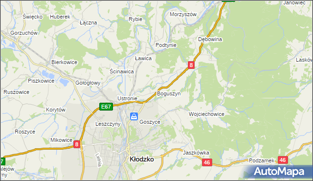 mapa Boguszyn gmina Kłodzko, Boguszyn gmina Kłodzko na mapie Targeo