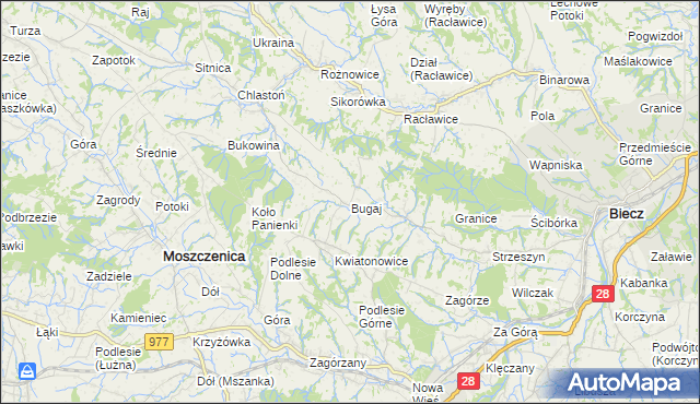 mapa Bugaj gmina Biecz, Bugaj gmina Biecz na mapie Targeo