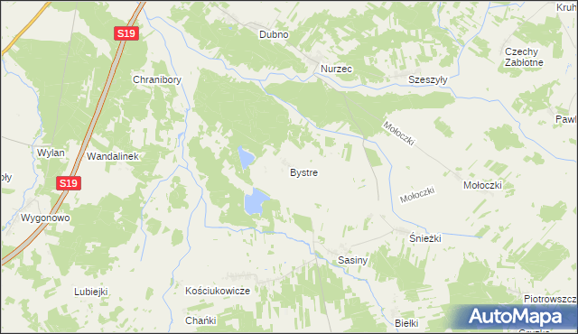 mapa Bystre gmina Boćki, Bystre gmina Boćki na mapie Targeo