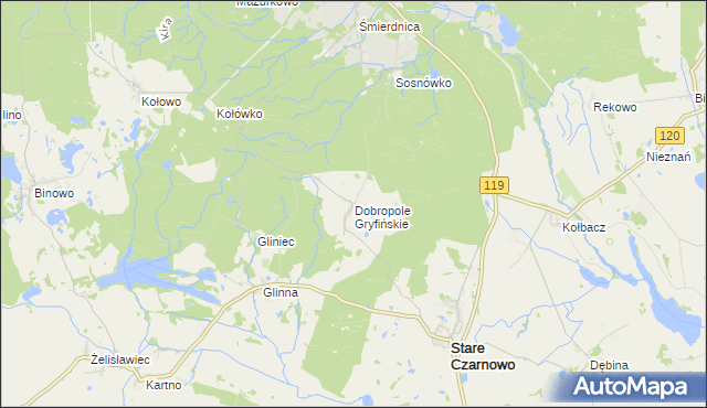 mapa Dobropole Gryfińskie, Dobropole Gryfińskie na mapie Targeo