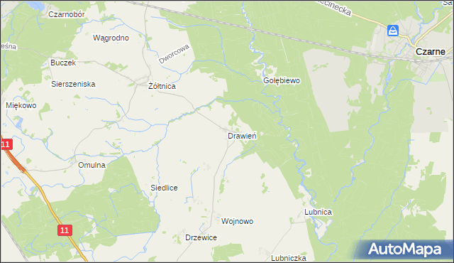 mapa Drawień, Drawień na mapie Targeo