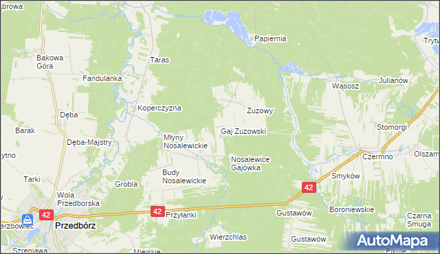 mapa Gaj Zuzowski, Gaj Zuzowski na mapie Targeo