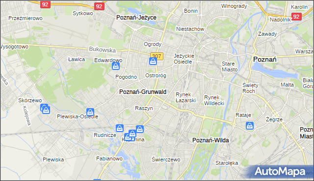mapa Łazarz gmina Poznań, Łazarz gmina Poznań na mapie Targeo