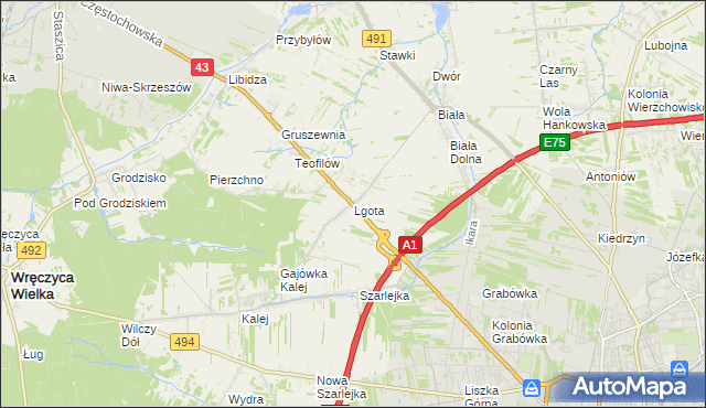 mapa Lgota gmina Kłobuck, Lgota gmina Kłobuck na mapie Targeo