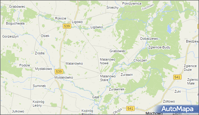 mapa Malanowo Nowe, Malanowo Nowe na mapie Targeo