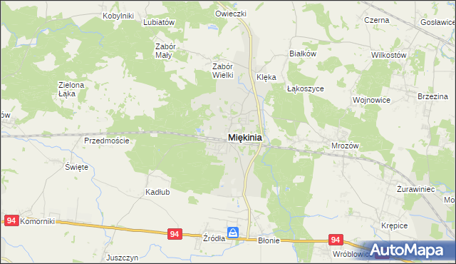 mapa Miękinia powiat średzki, Miękinia powiat średzki na mapie Targeo