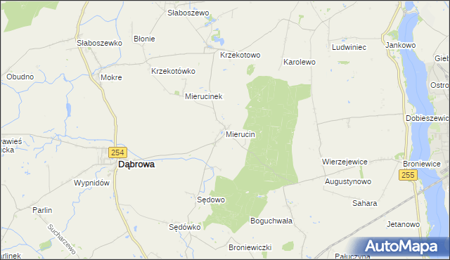 mapa Mierucin gmina Dąbrowa, Mierucin gmina Dąbrowa na mapie Targeo