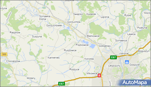 mapa Piszkowice, Piszkowice na mapie Targeo
