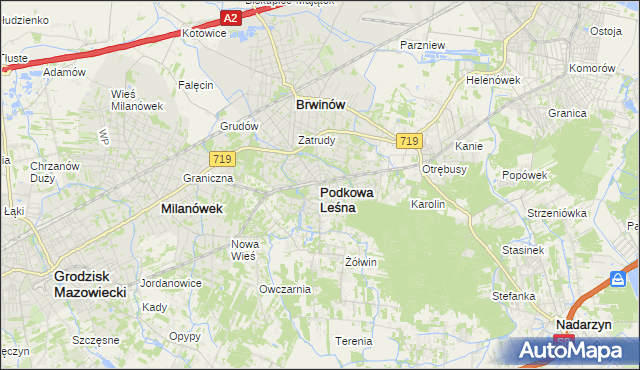 mapa Podkowa Leśna, Podkowa Leśna na mapie Targeo