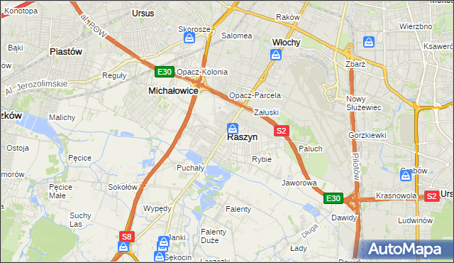 mapa Raszyn powiat pruszkowski, Raszyn powiat pruszkowski na mapie Targeo