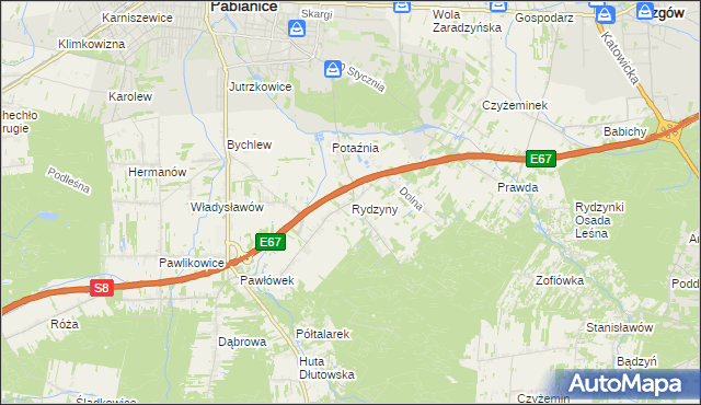 mapa Rydzyny, Rydzyny na mapie Targeo