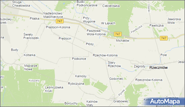 mapa Rzechów-Kolonia, Rzechów-Kolonia na mapie Targeo