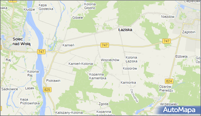 mapa Wojciechów gmina Łaziska, Wojciechów gmina Łaziska na mapie Targeo