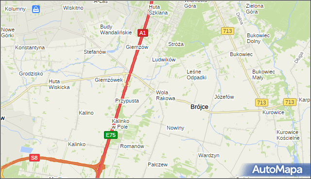 mapa Wola Rakowa, Wola Rakowa na mapie Targeo