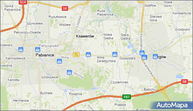 mapa Wola Zaradzyńska, Wola Zaradzyńska na mapie Targeo