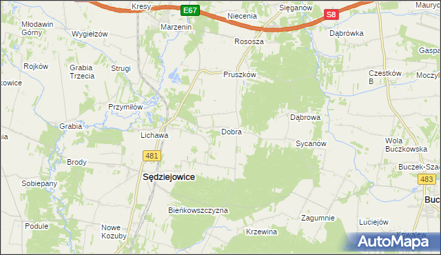 mapa Dobra gmina Sędziejowice, Dobra gmina Sędziejowice na mapie Targeo