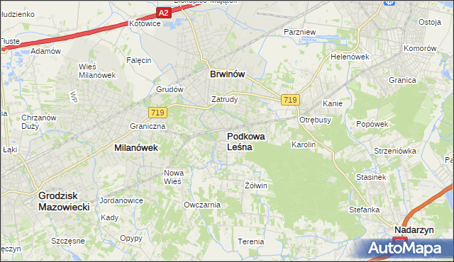 mapa Podkowa Leśna, Podkowa Leśna na mapie Targeo