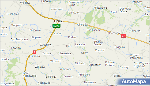 mapa Usarzów, Usarzów na mapie Targeo