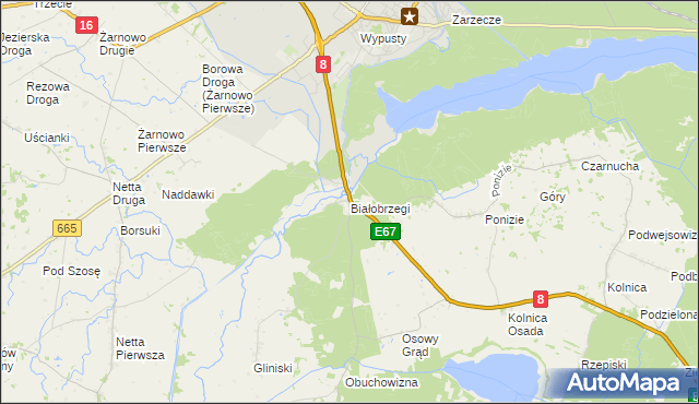 mapa Białobrzegi gmina Augustów, Białobrzegi gmina Augustów na mapie Targeo