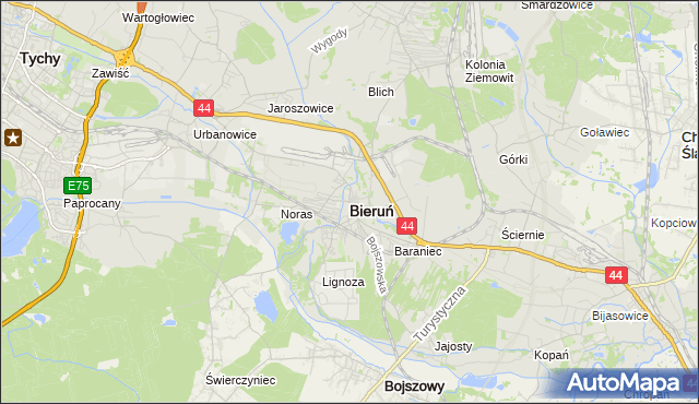 mapa Bieruń, Bieruń na mapie Targeo