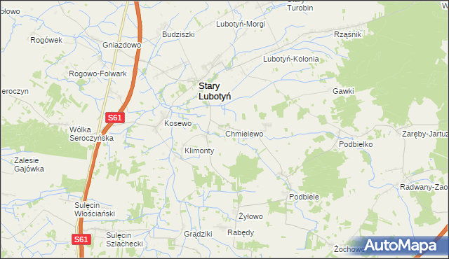 mapa Chmielewo gmina Stary Lubotyń, Chmielewo gmina Stary Lubotyń na mapie Targeo