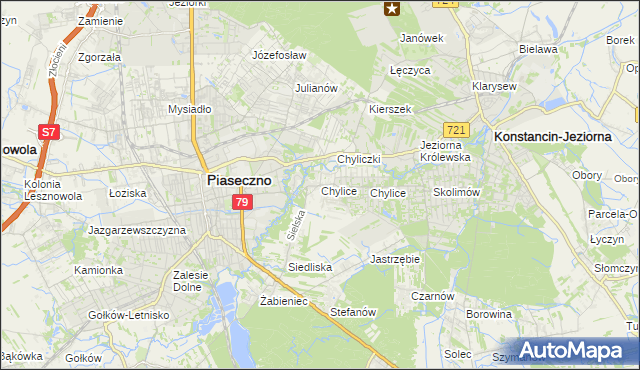 mapa Chylice gmina Piaseczno, Chylice gmina Piaseczno na mapie Targeo