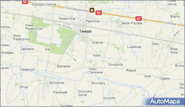 mapa Kaski gmina Baranów, Kaski gmina Baranów na mapie Targeo