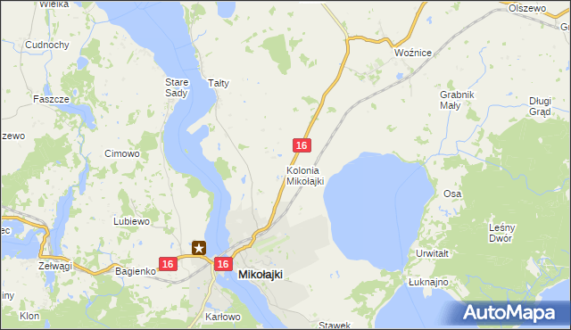 mapa Kolonia Mikołajki, Kolonia Mikołajki na mapie Targeo