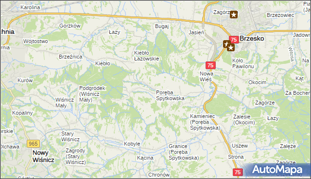 mapa Poręba Spytkowska, Poręba Spytkowska na mapie Targeo