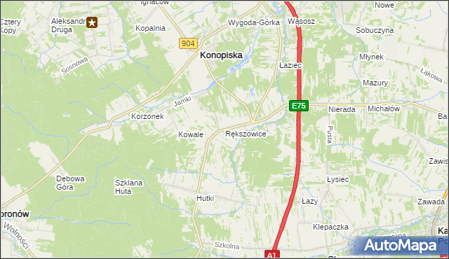 mapa Rększowice, Rększowice na mapie Targeo