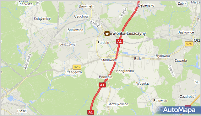 mapa Stanowice gmina Czerwionka-Leszczyny, Stanowice gmina Czerwionka-Leszczyny na mapie Targeo